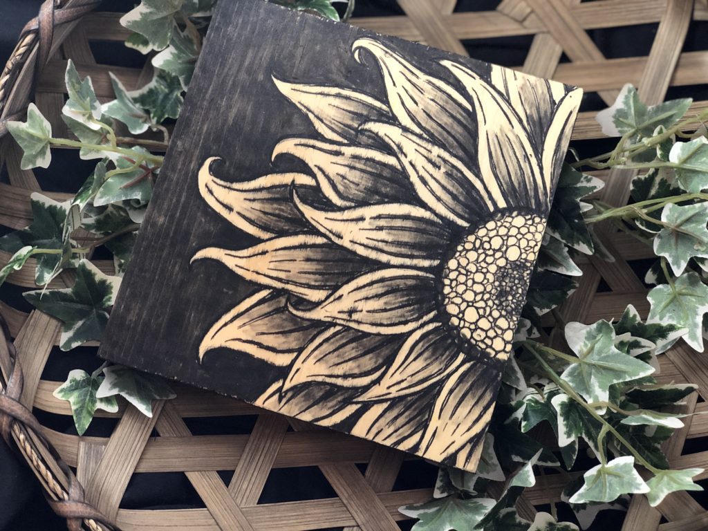 Black Sunflower Wood Sign