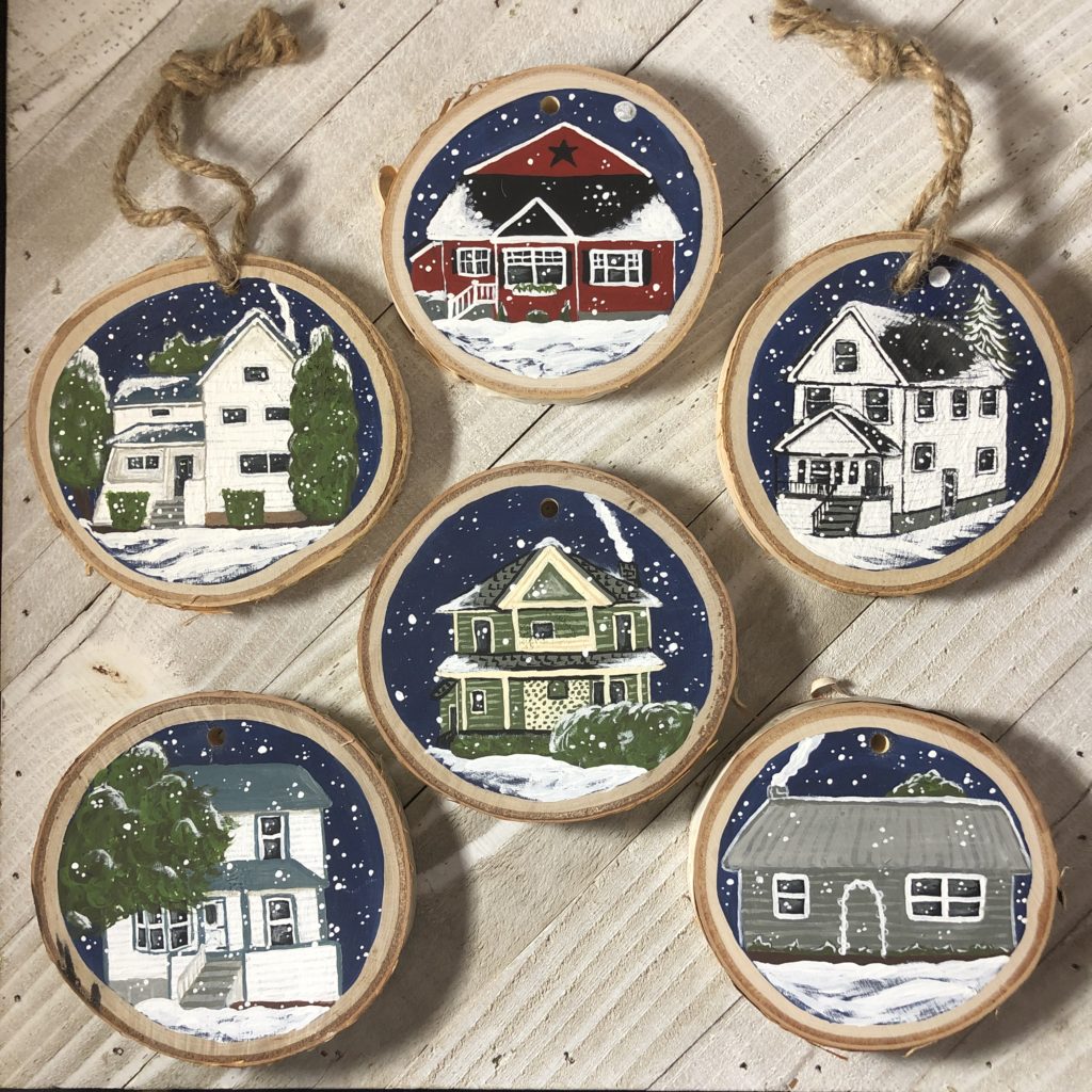 Hand Painted tiny custom home ornaments