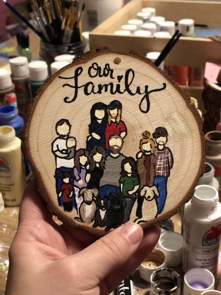 Our Family Hand Painted Portraits Wood Slice