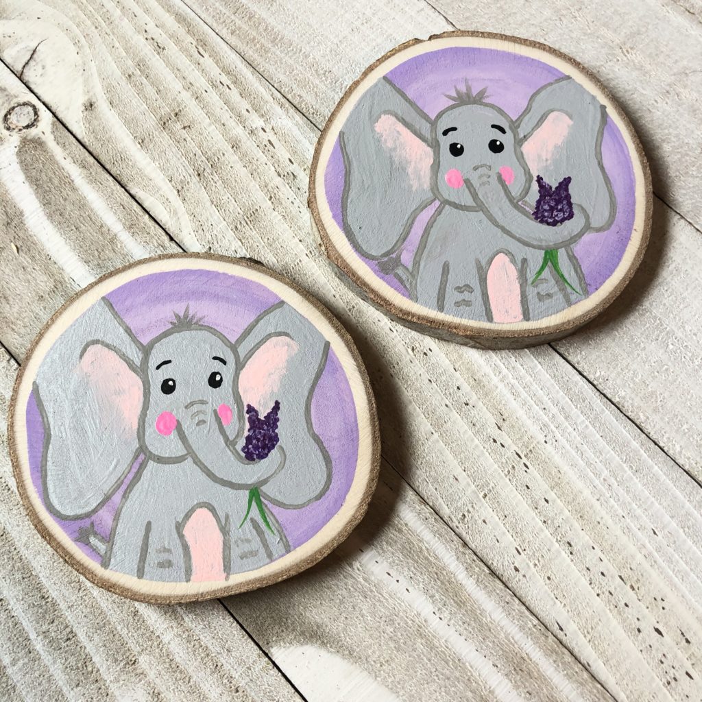 Painted Elephant with Lilacs Magnet