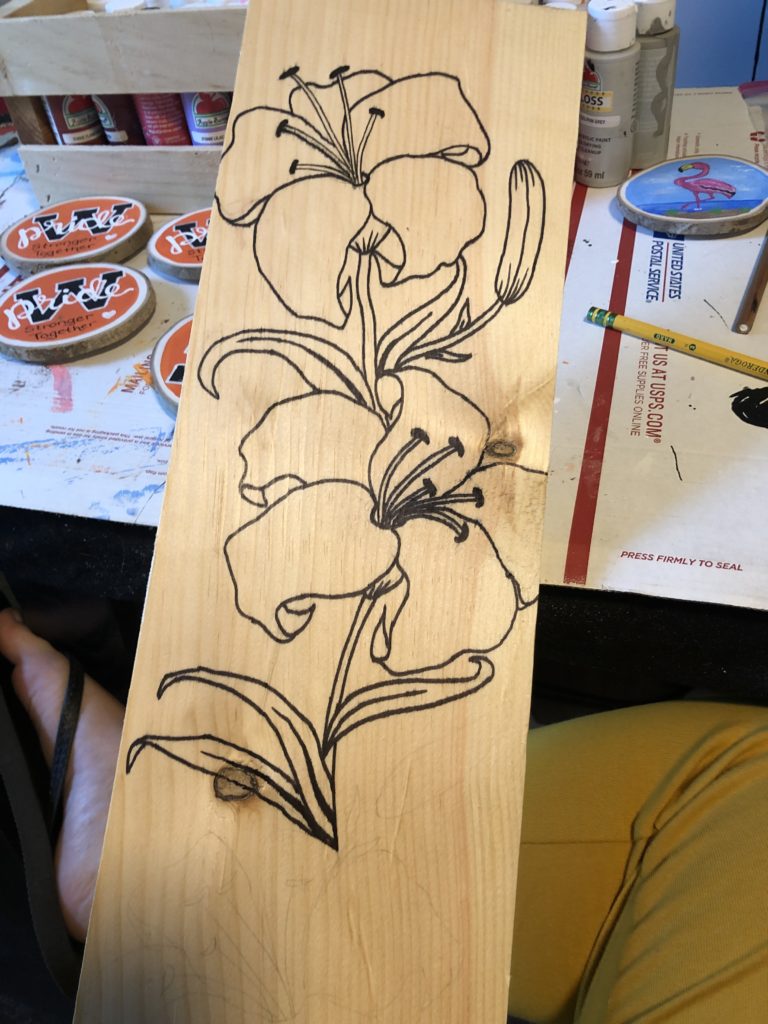 Daring lines for tiger Lilies wood sign