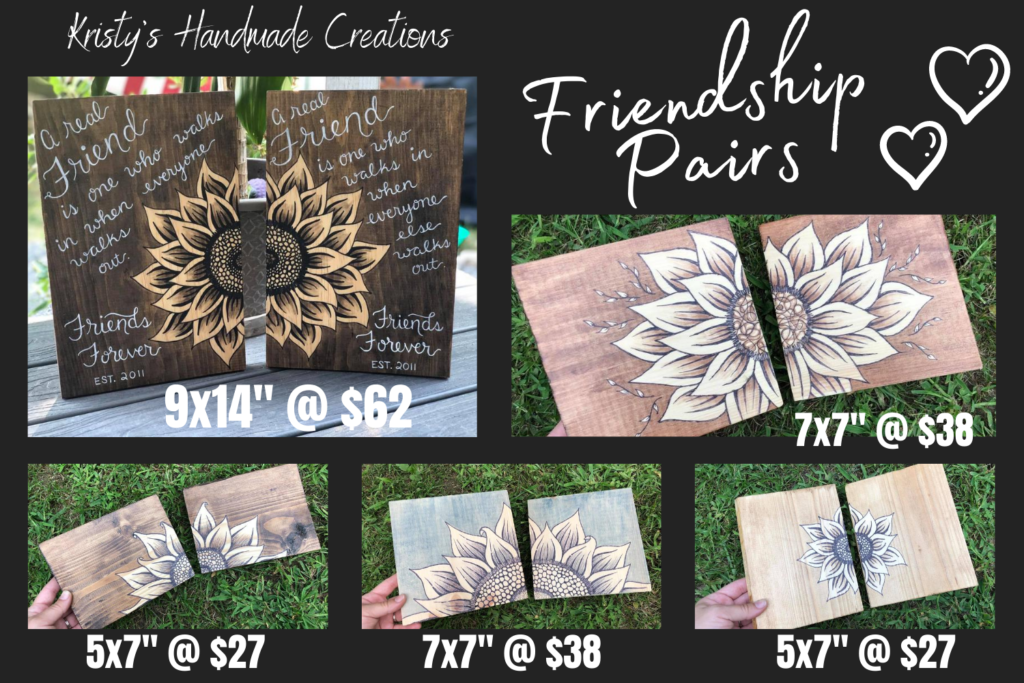 Friendship Sunflower Pair wood sign
