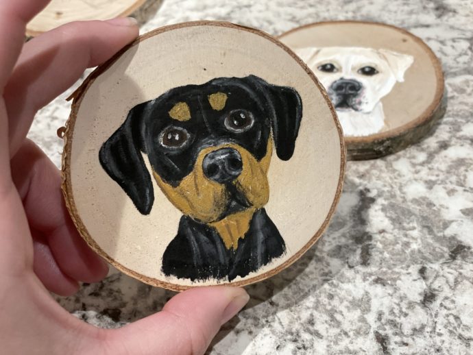 dog portrait painted