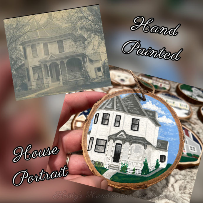 Custom Hand Painted House Wood Slice Ornaments - Image 6