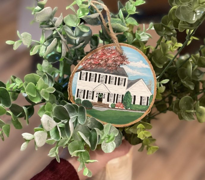 Custom Hand Painted House Wood Slice Ornaments