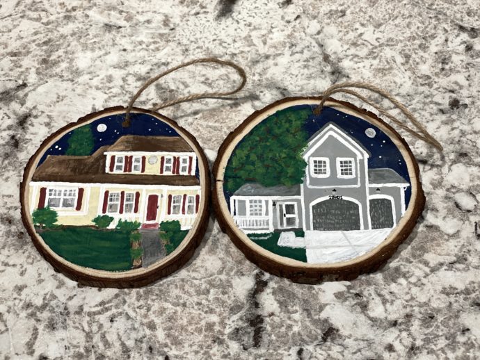 Custom Hand Painted House Wood Slice Ornaments - Image 8