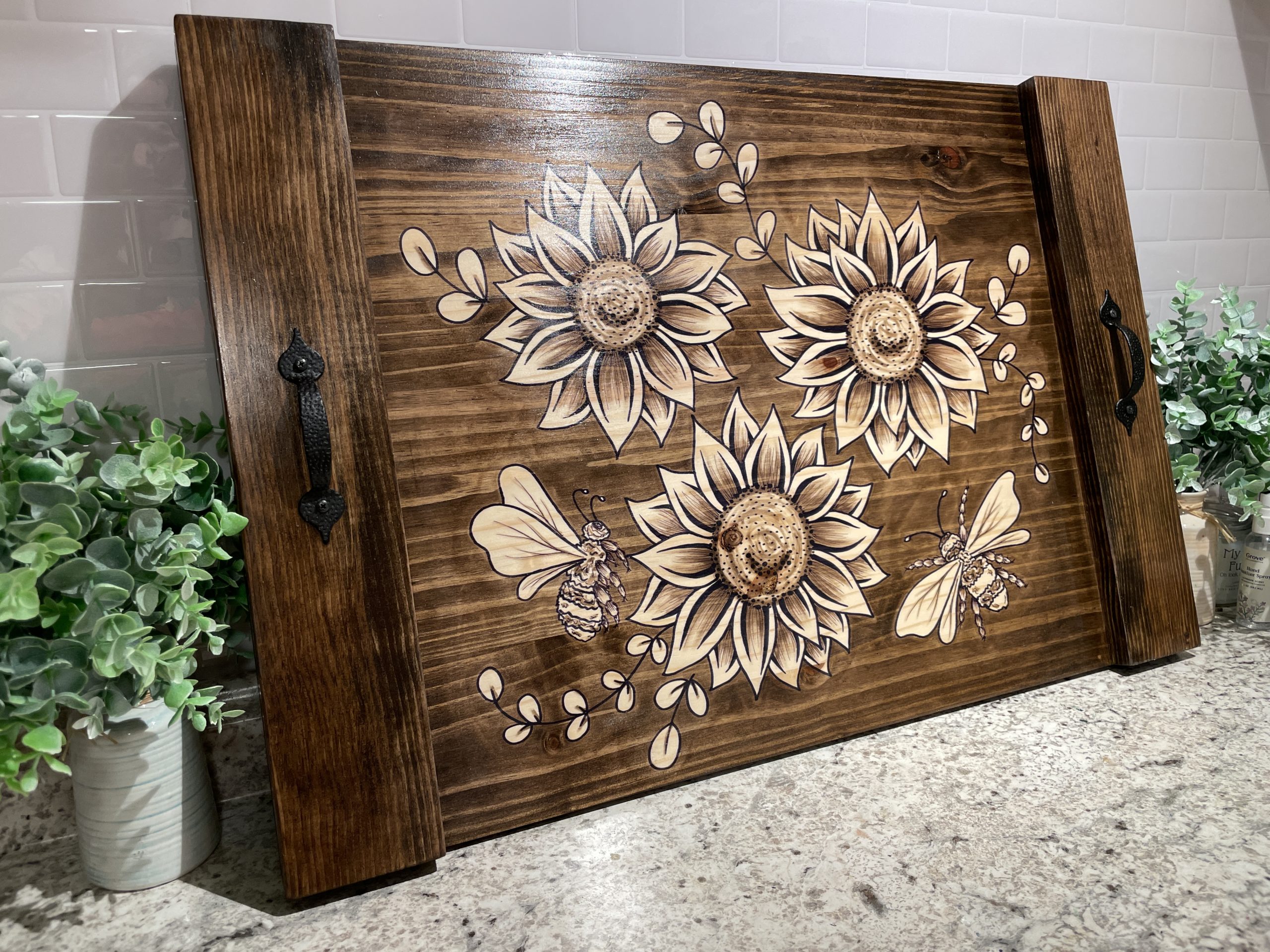 Sunflowers and Bees Stove Top Cover / Noodle Board - Kristy's Handmade  Creations