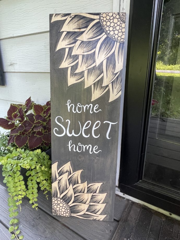 Sunflowers Small Porch Leaner Welcome Sign (double sided)