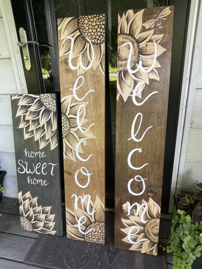 Sunflowers and Bees Porch Leaner 4' Welcome Sign (double sided) - Image 5