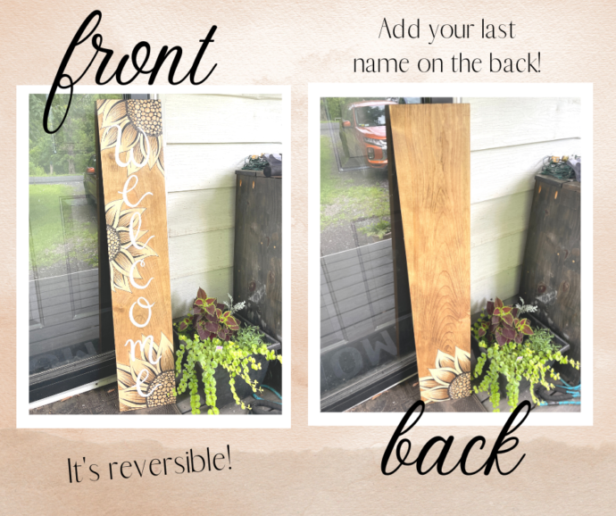 Sunflowers Porch Leaner 4' Welcome Sign (double sided) - Image 2