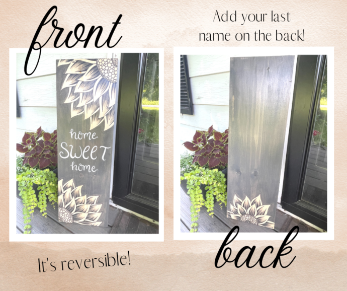 Sunflowers Small Porch Leaner Welcome Sign (double sided) - Image 4