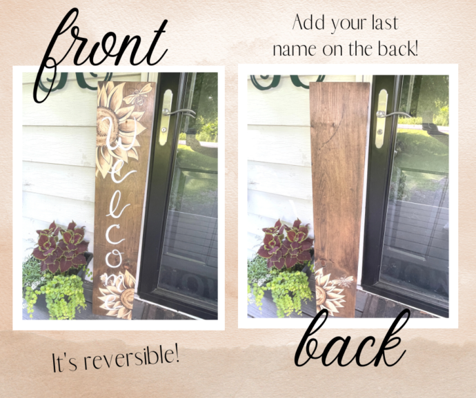 Sunflowers and Bees Porch Leaner 4' Welcome Sign (double sided) - Image 3