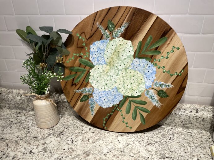 Custom Painted Floral Wood Round Lazy Susan - Image 10