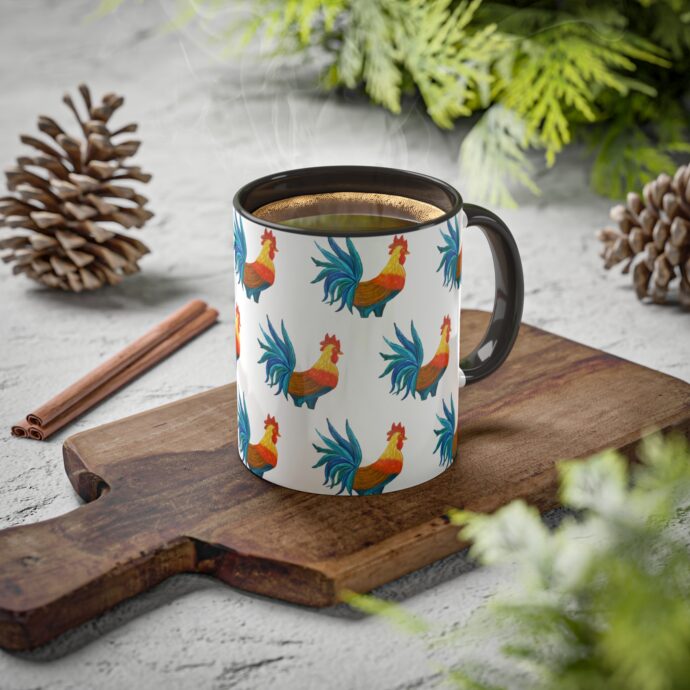 Colorful Rooster Mug 11oz - Image 5