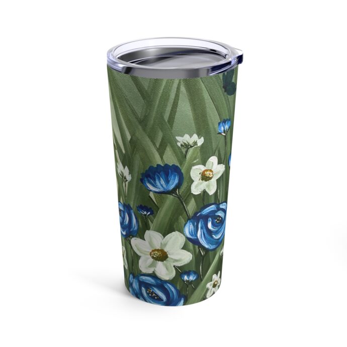 Blue and White Florals Tumbler 20oz - Image 4