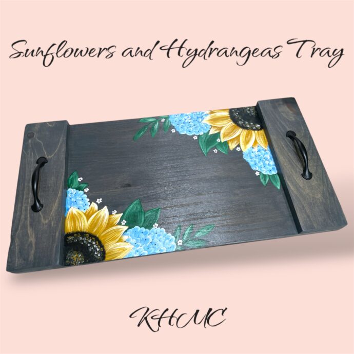 Sunflowers and Hydrangeas Serving Tray