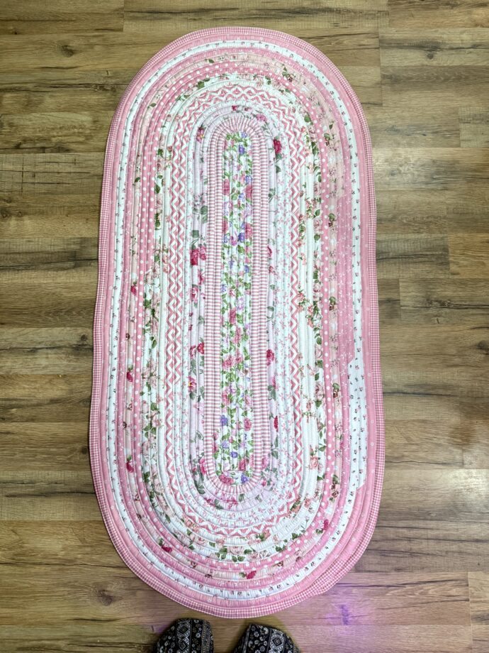 Pink Floral Fabric Rug *Made to Order*