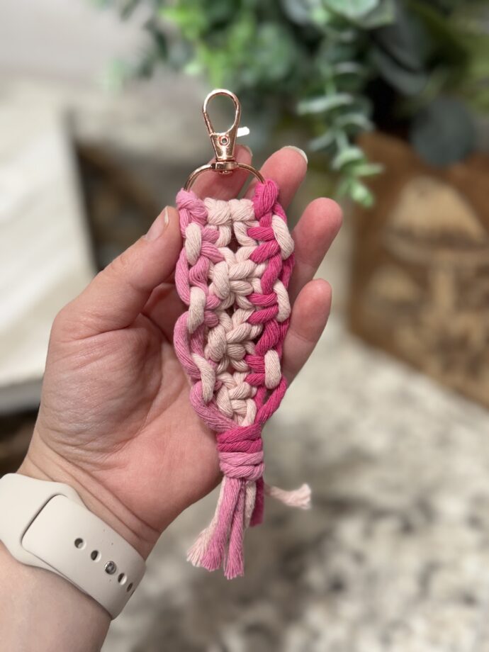 Pink Macrame Keychain