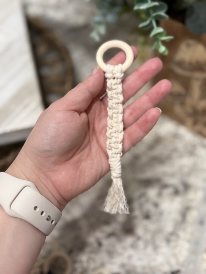 White Macrame Keychain #1