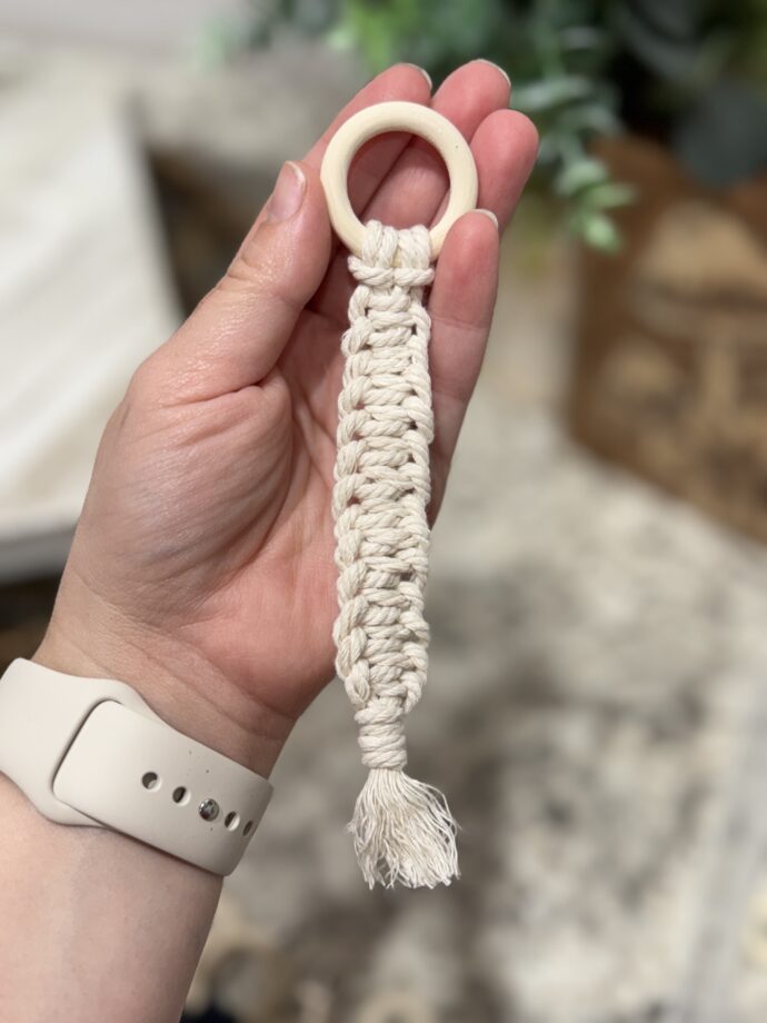 White Macrame Keychain #10