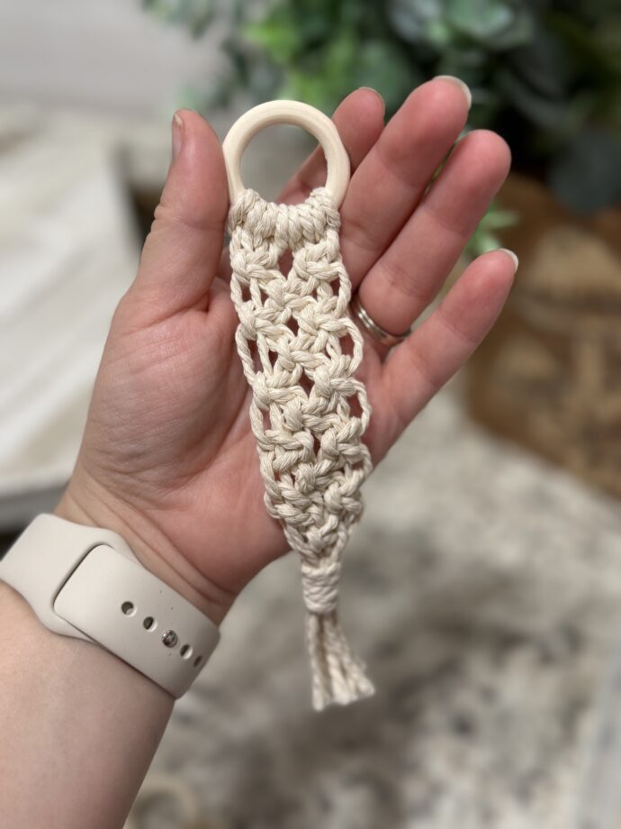 White Macrame Keychain #2