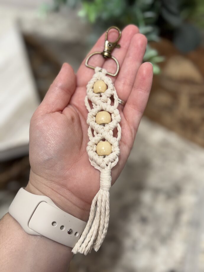 White Macrame Keychain #9