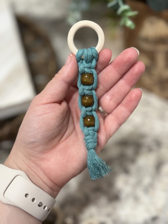 Teal Macrame Keychain