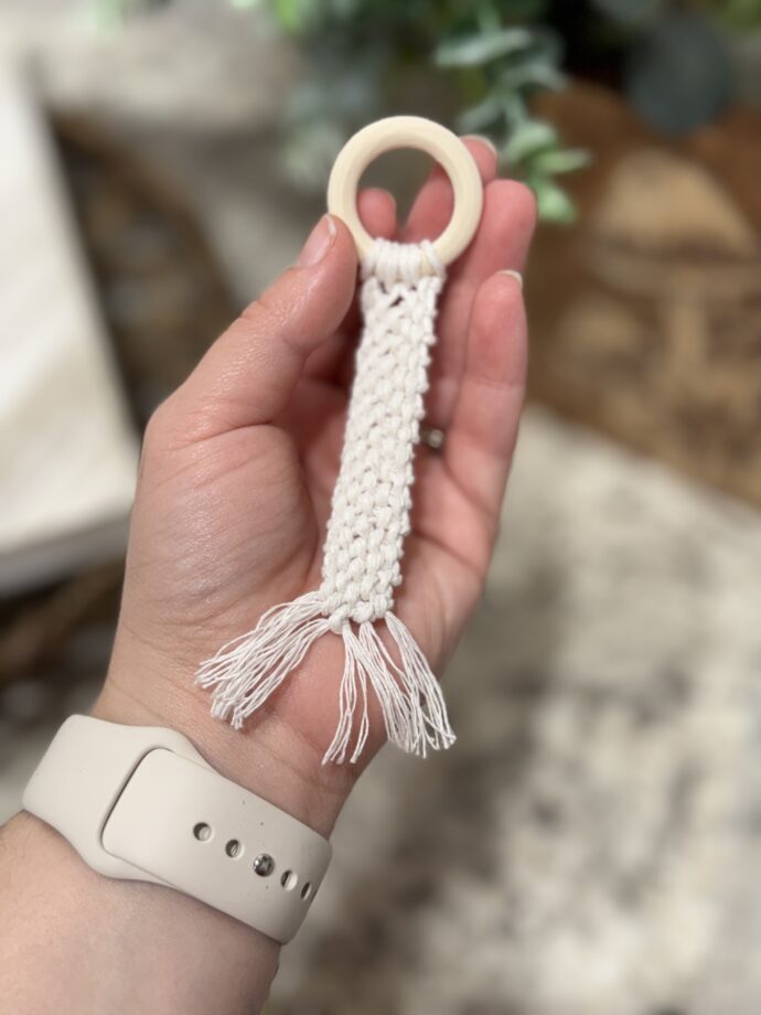 White Macrame Keychain #13