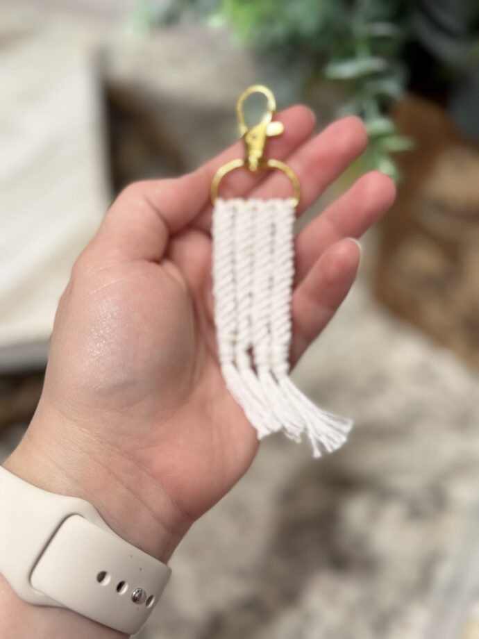 White Macrame Keychain #5