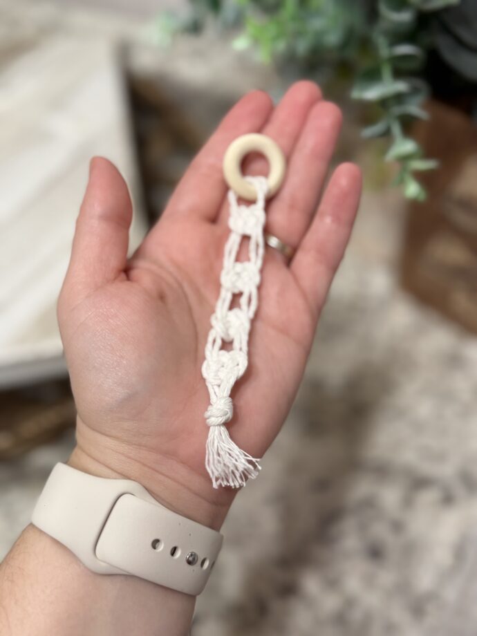 White Macrame Keychain #3