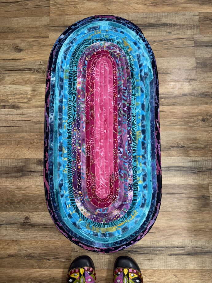 Small Pink and Blue Celestial Fabric Rug *Made to Order*