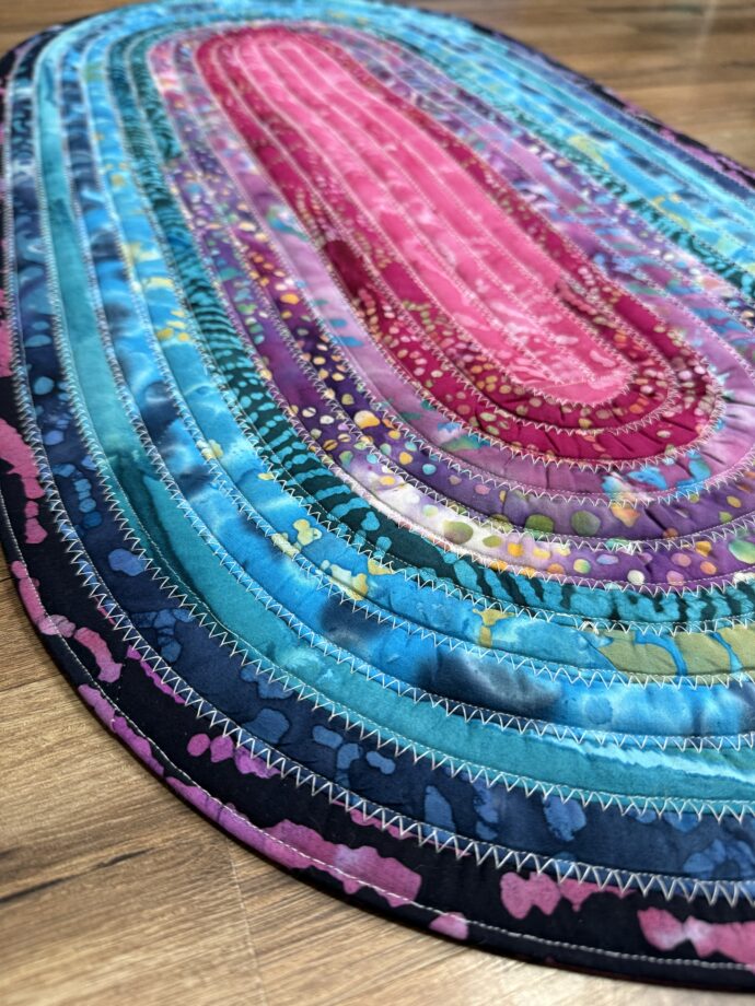 Small Pink and Blue Celestial Fabric Rug *Made to Order* - Image 2