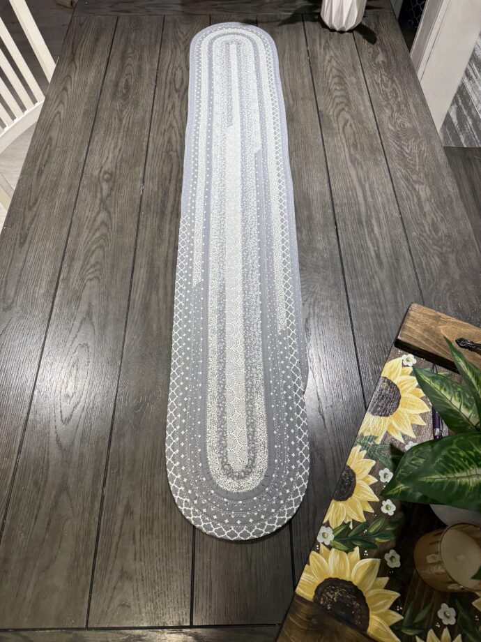 Gray and White Floral Fabric Table Runner - Image 3