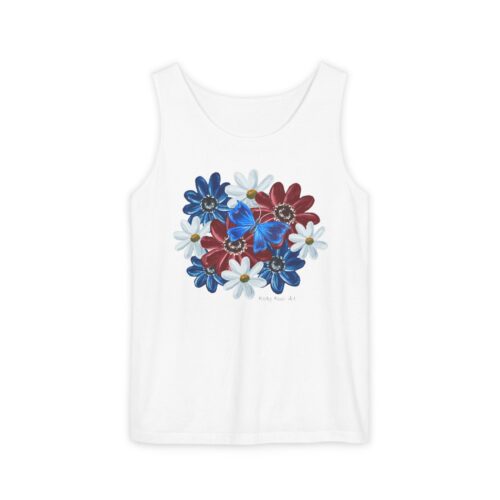 Red, White and Blue Floral Unisex Tank Top
