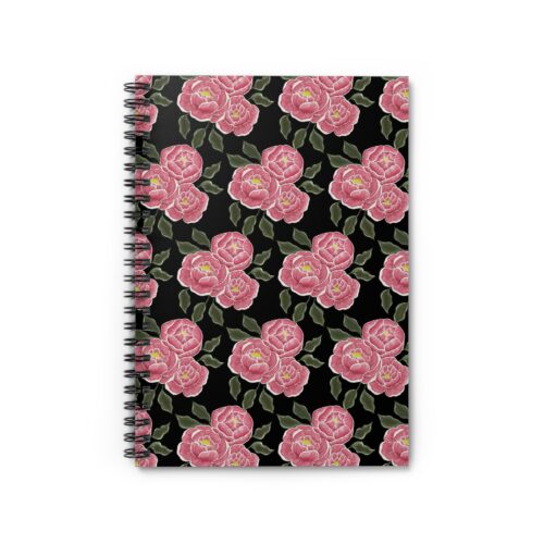 Peonies Spiral Ruled Line Notebook
