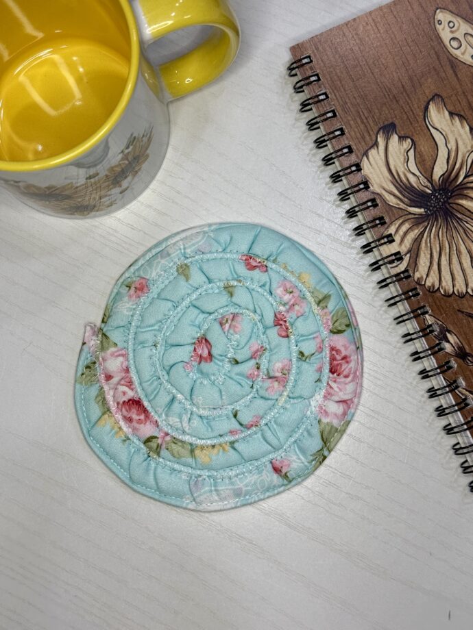 Blue and Pink Floral Fabric Coaster