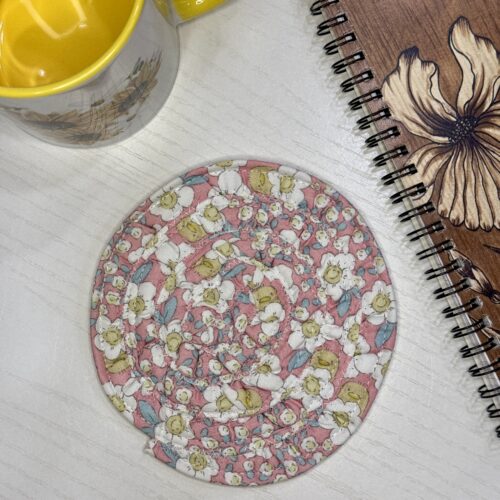 Pink Floral Fabric Coaster