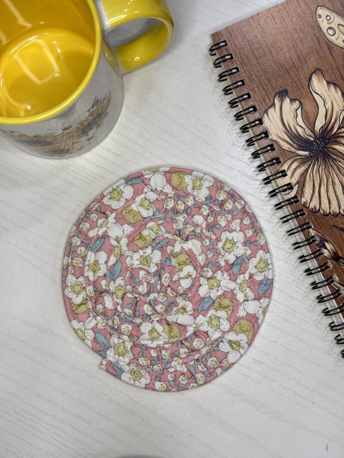 Pink Floral Fabric Coaster