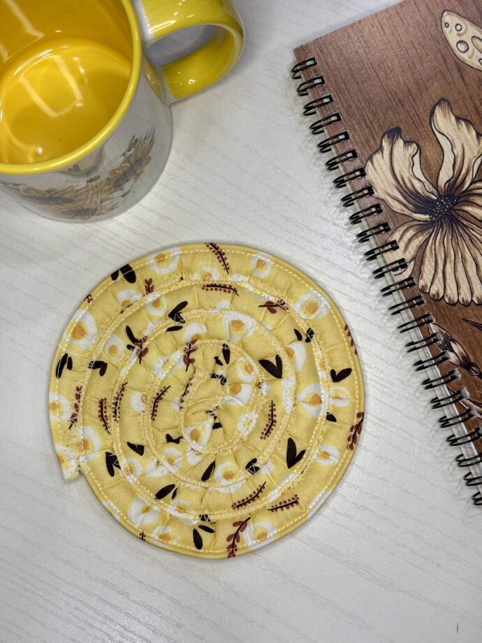 Yellow Floral Fabric Coaster