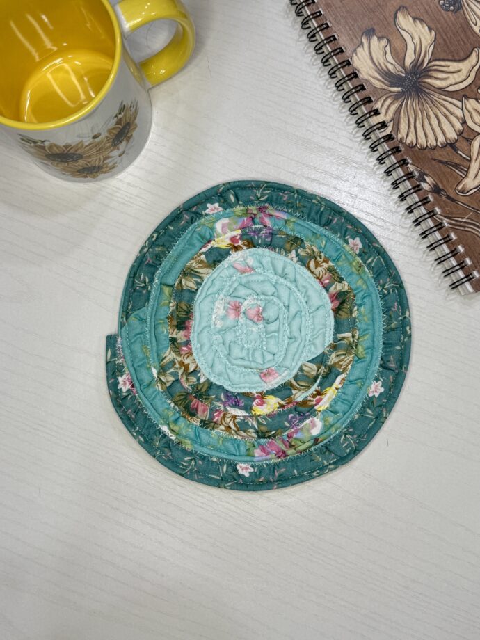Teal Floral Trivet #1