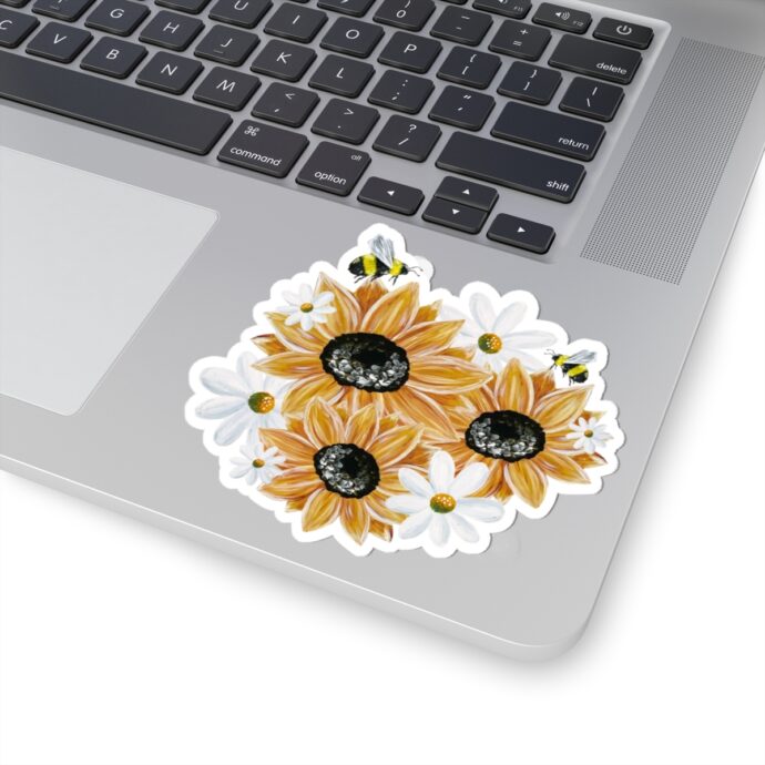 Sunflowers and Daisies with Bees Sticker