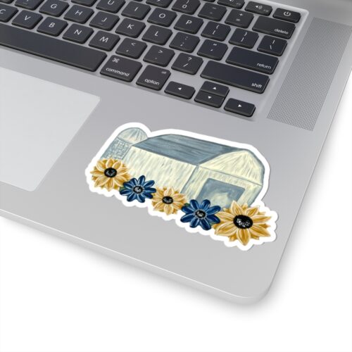 White Painted Floral Barn Sticker