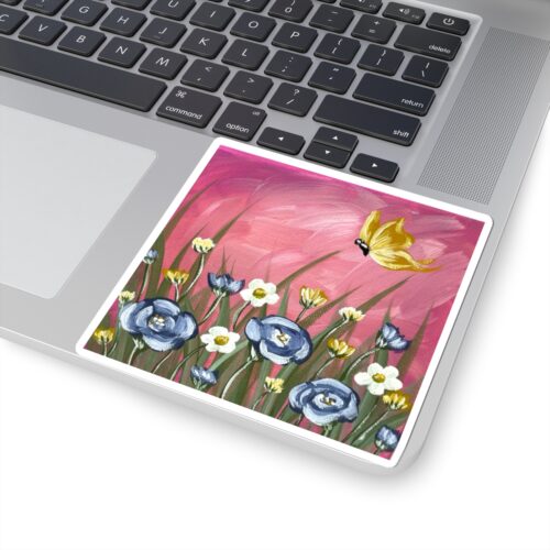 Pink Floral Painted Field Sticker