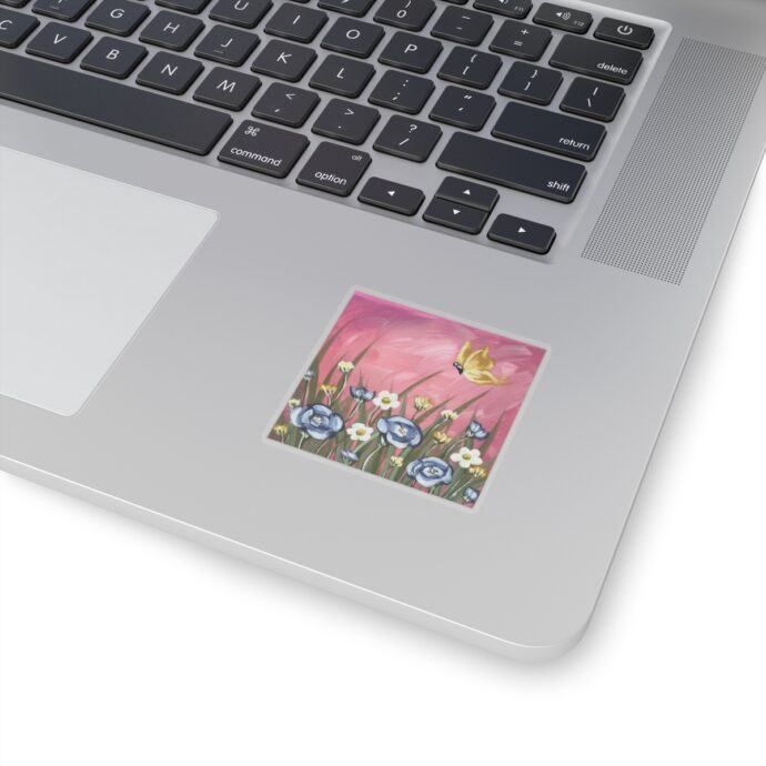 Pink Floral Painted Field Sticker - Image 2