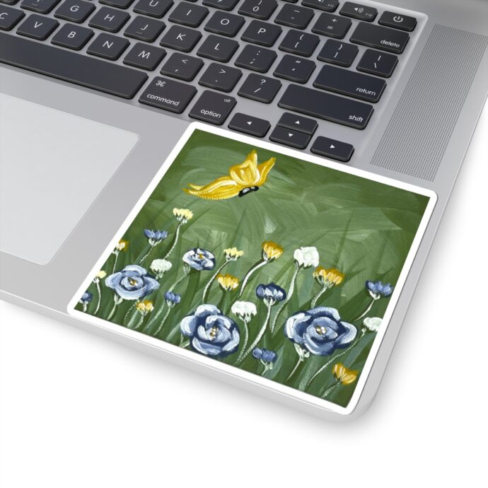 Green Flower Field Painted Sticker