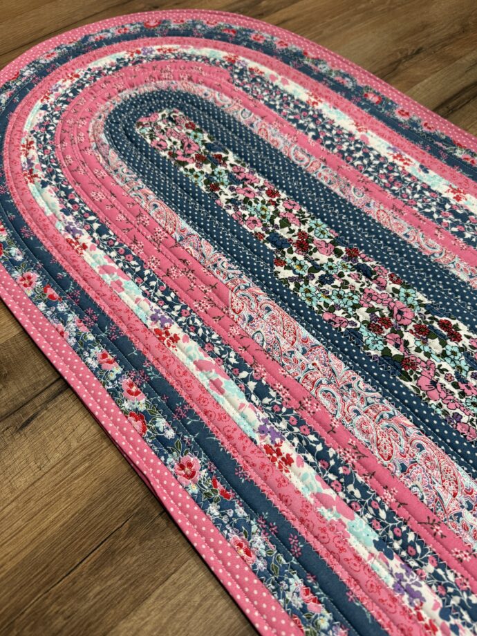 Pink and Blue Floral Fabric Rug - Image 5