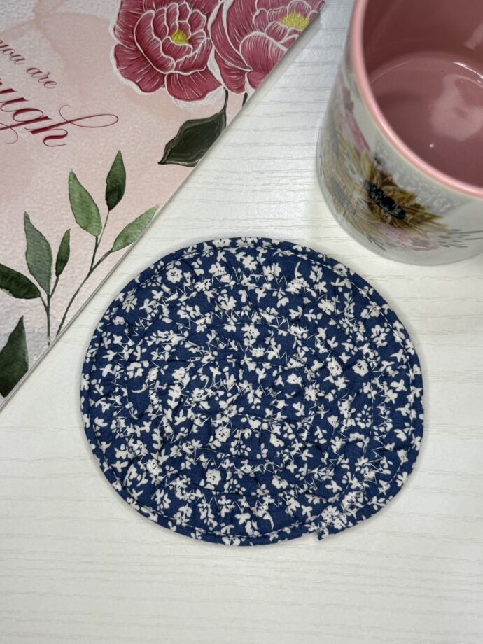 Blue Floral Fabric Coaster #3