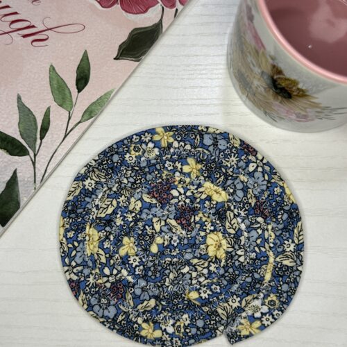 Blue Floral Fabric Coaster #1