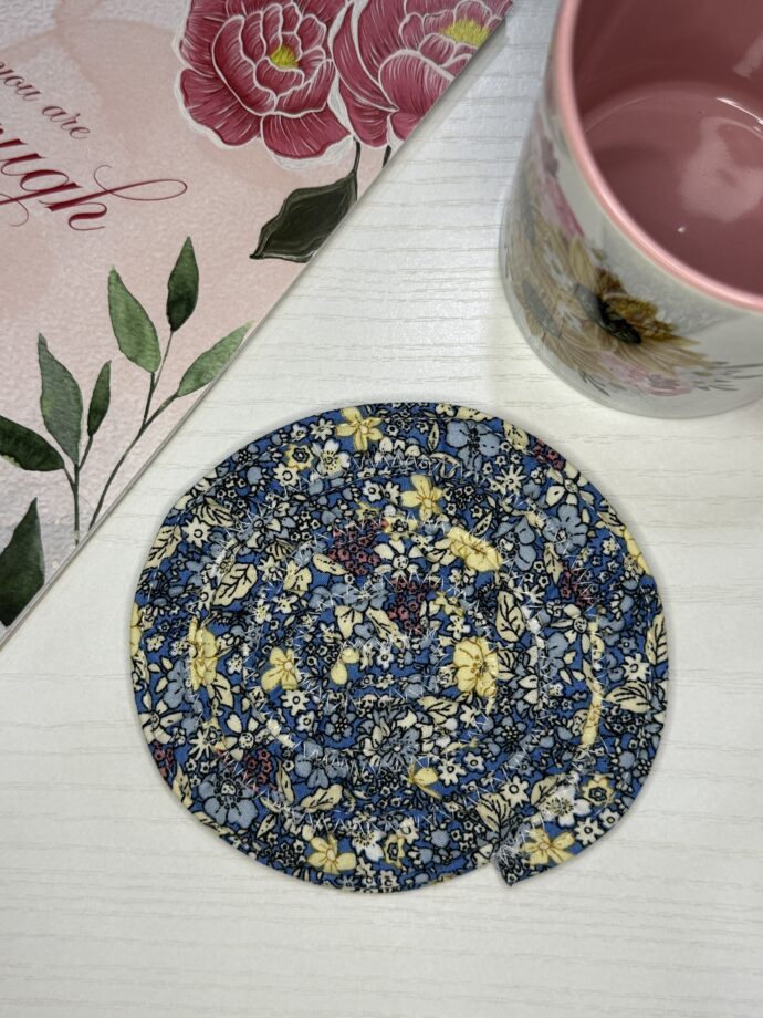 Blue Floral Fabric Coaster #1