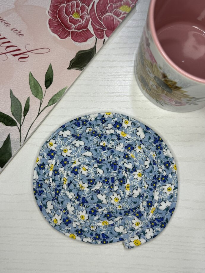 Blue Floral Fabric Coaster #2
